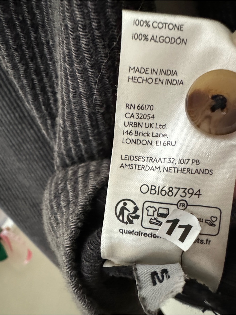 Pilcro Long Dark Gray Button-Front Jacket - Picture 7 of 9